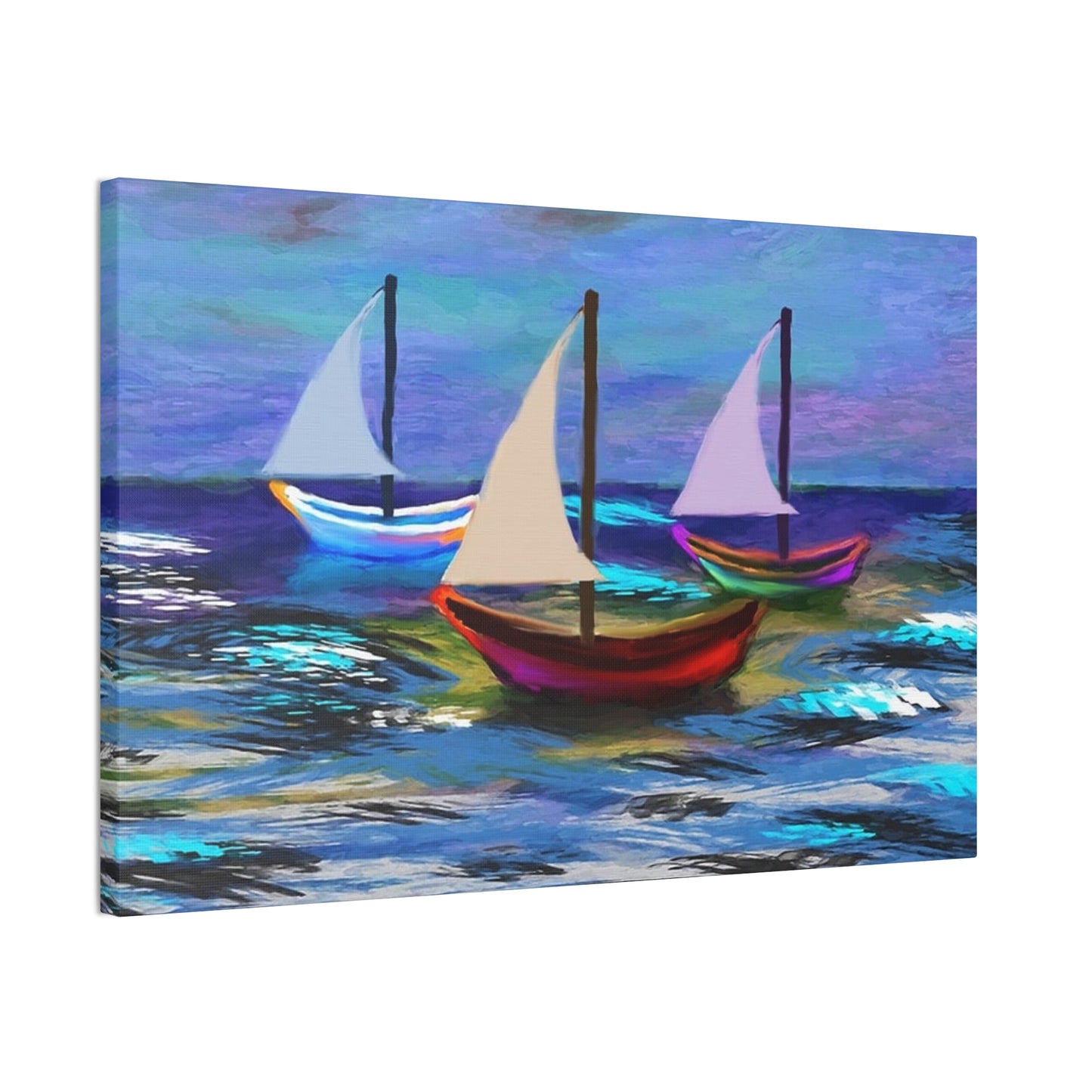 Sail Boats - Pastel _ Canvas Stretched, 0.75"