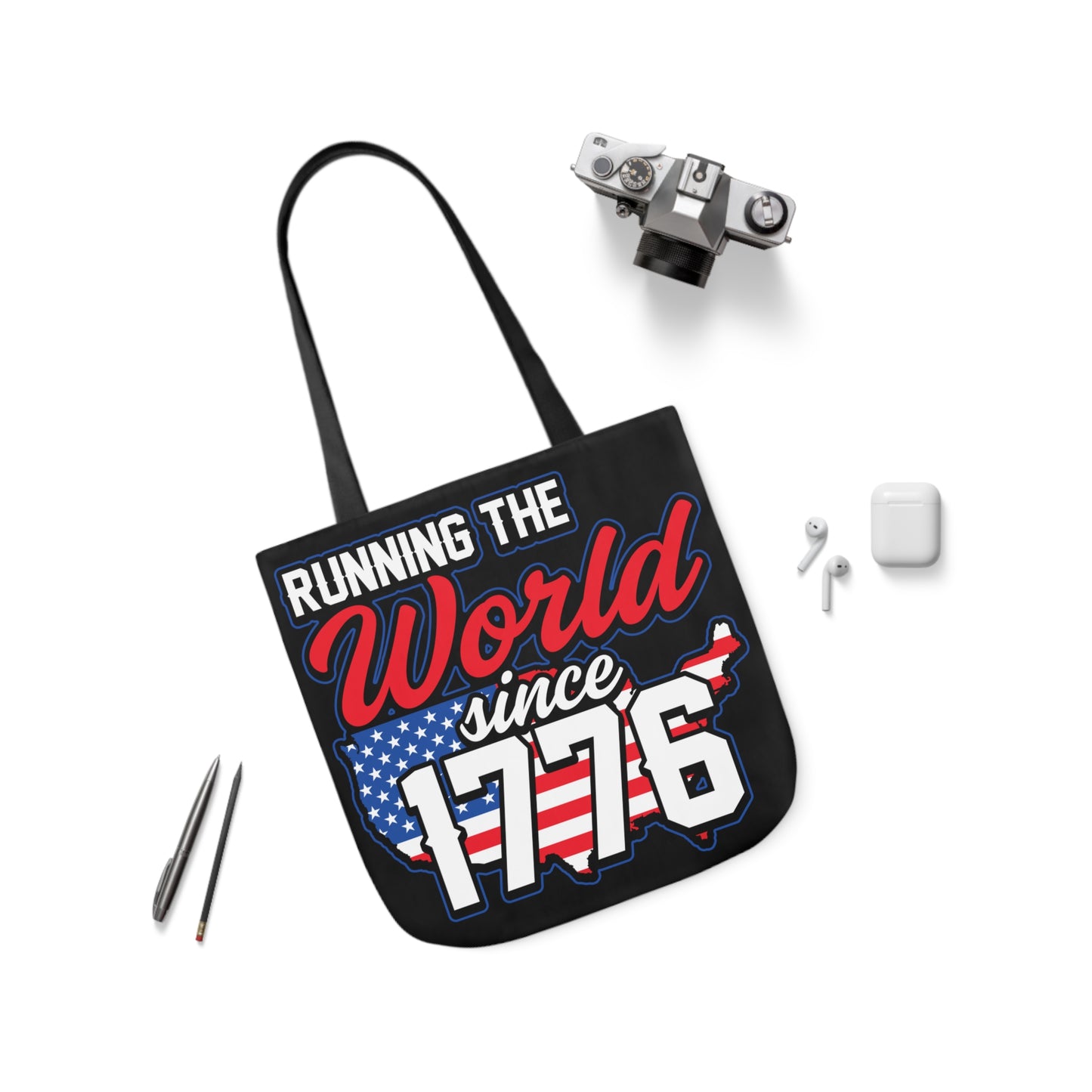 Running the World - Canvas Tote Bag, 5-Color Straps