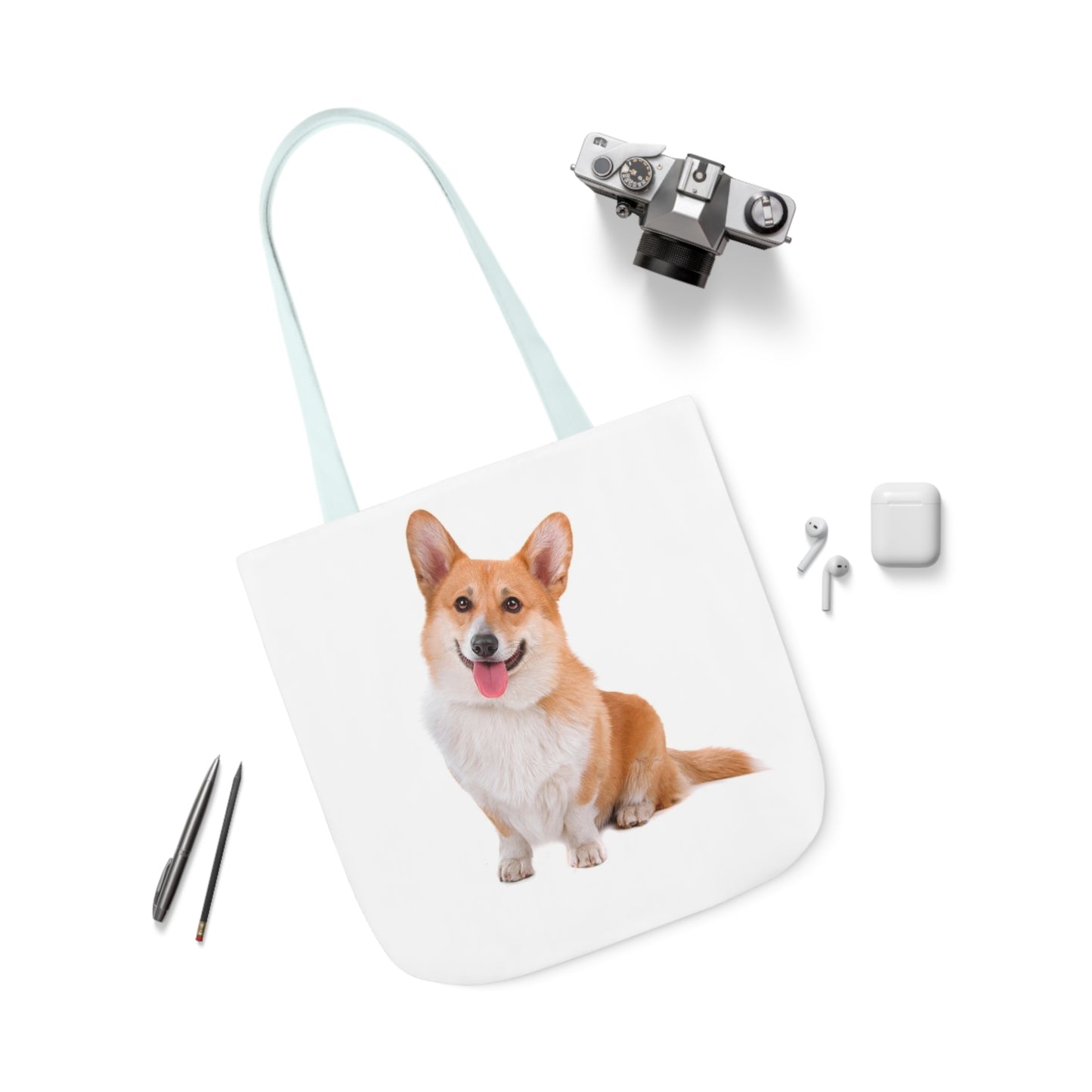 Corgi 1 - Canvas Tote Bag, 5-Color Straps