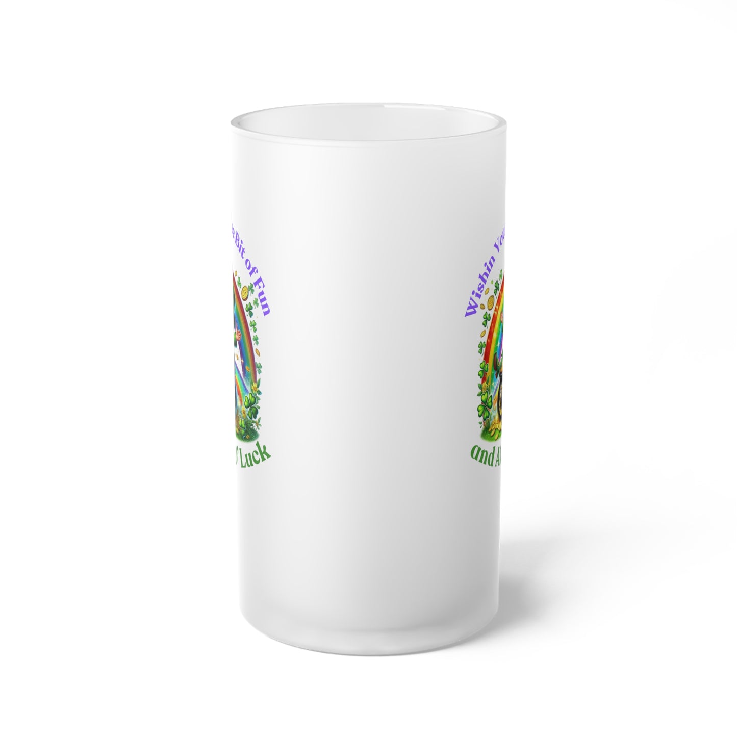 Wishin You a Wee Bit - Frosted Glass Beer Mug - St. Patrick's Day