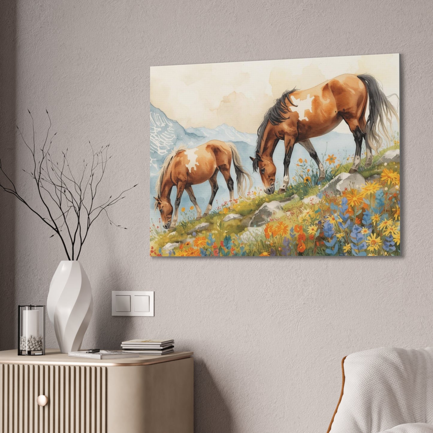 Horses Grazing - Canvas Stretched, 0.75" - Wall Art 2026 - Animals