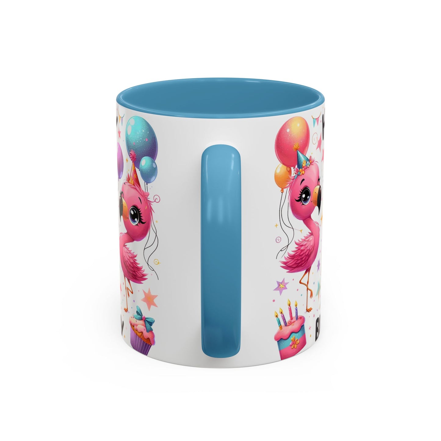 Happy Flamingo Birthday - Accent Coffee Mug (11, 15oz)