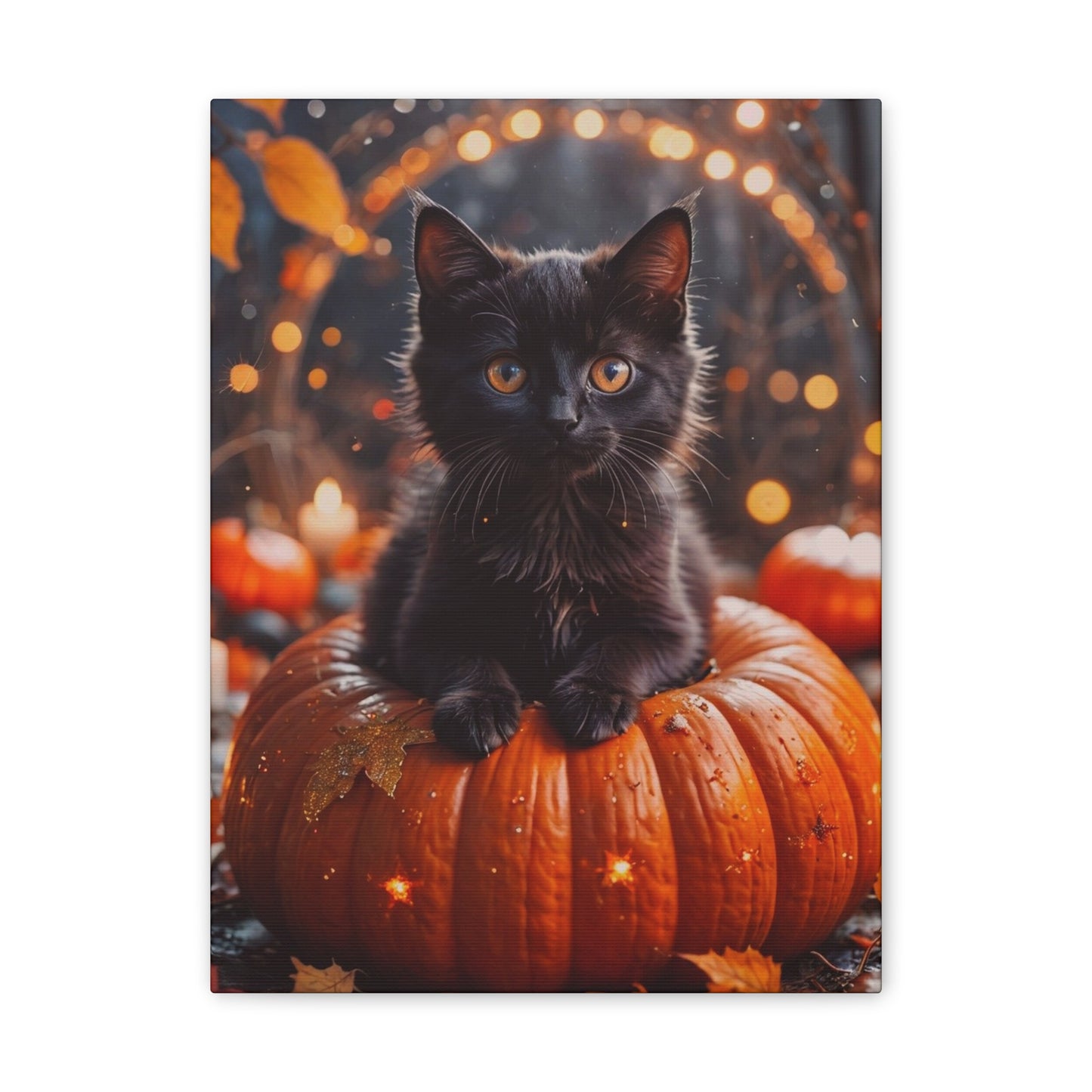 Kitty in Pumkin - Canvas Stretched, 0.75" - Halloween