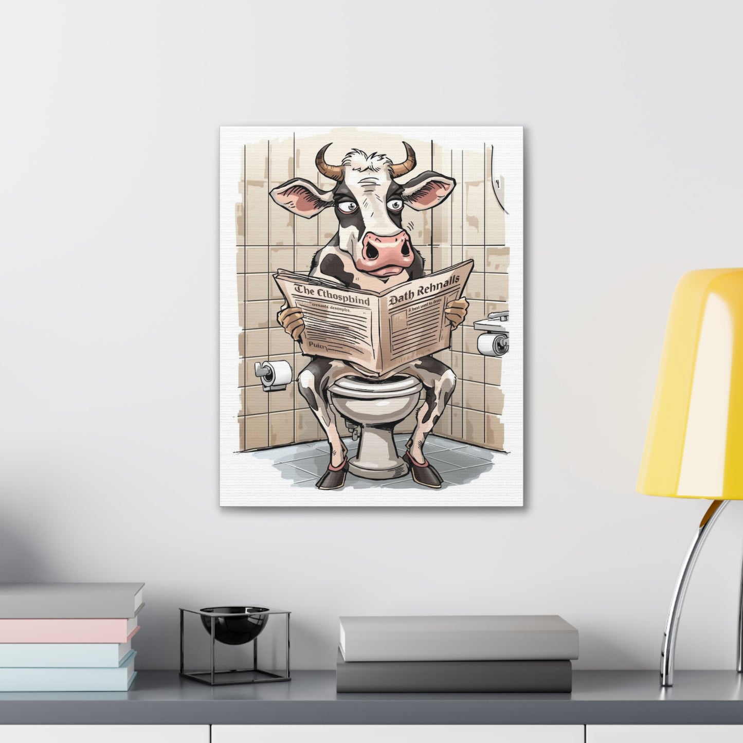 Steer in the John - Canvas Stretched, 0.75" - Wall Art 2026 - Bathroom Humor