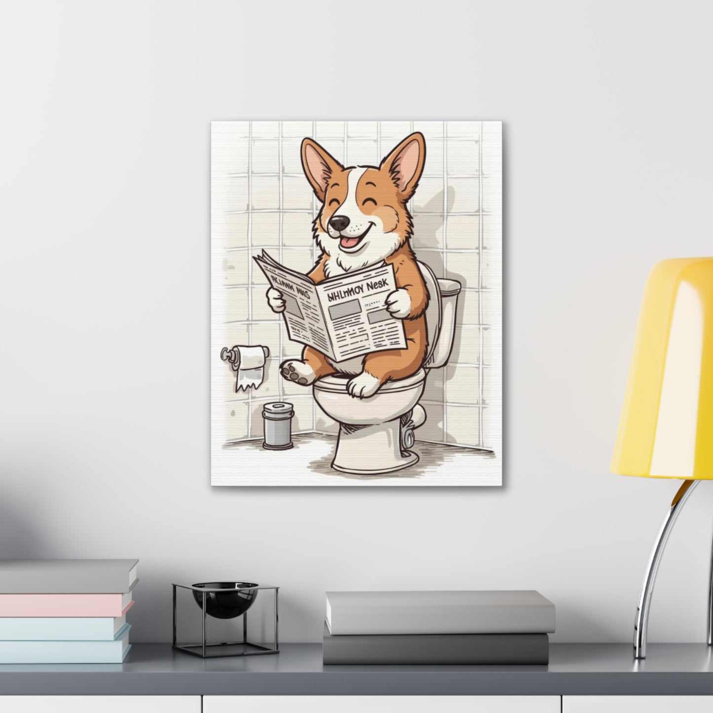 Corgi 0n the Pot - Canvas Stretched, 0.75"- Wall Art - 2026 - Bathroom Humor