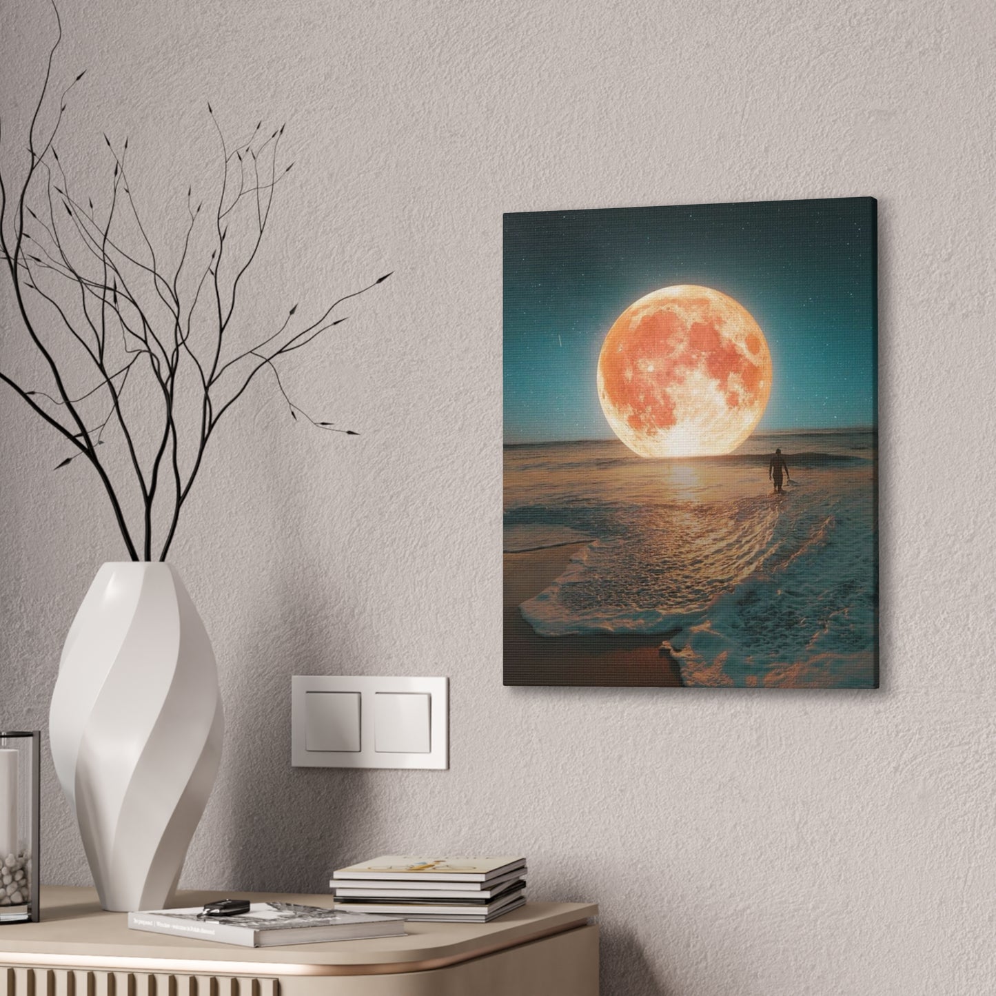 Moon on the water - Canvas Stretched, 0.75"