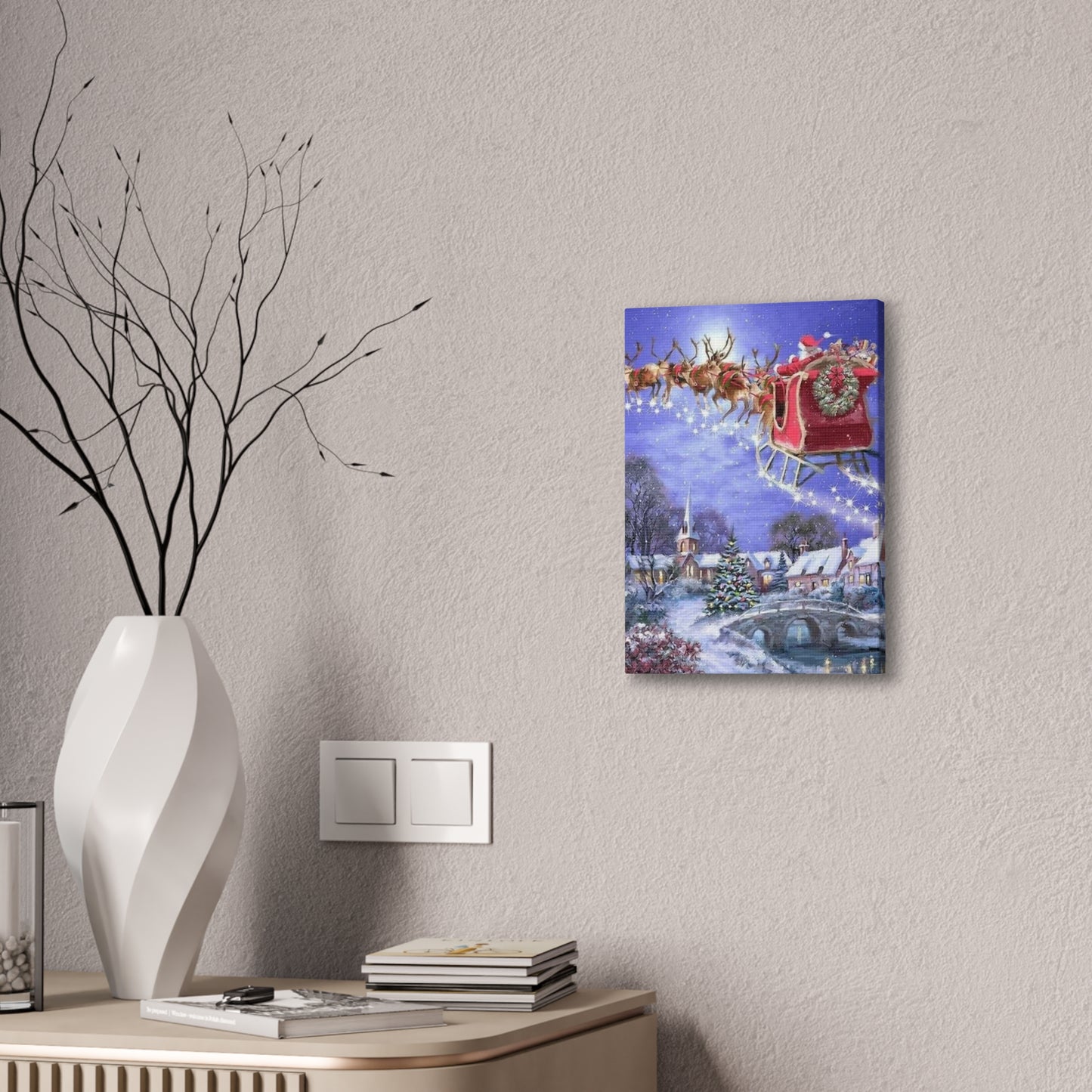 Santa's Coming - Canvas Stretched, 0.75" Christmas