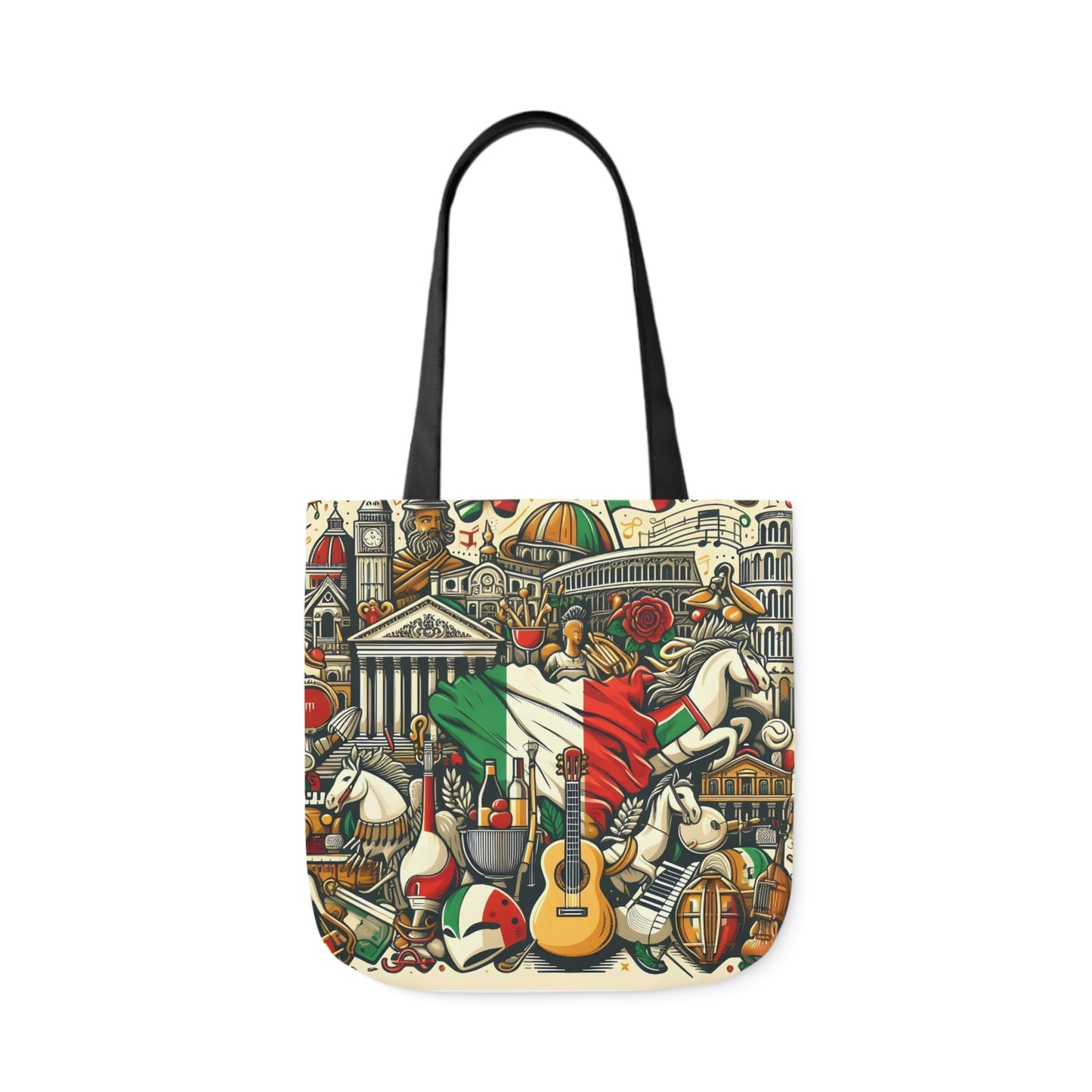 Italian Mural - Canvas Tote Bag, 5-Color Straps