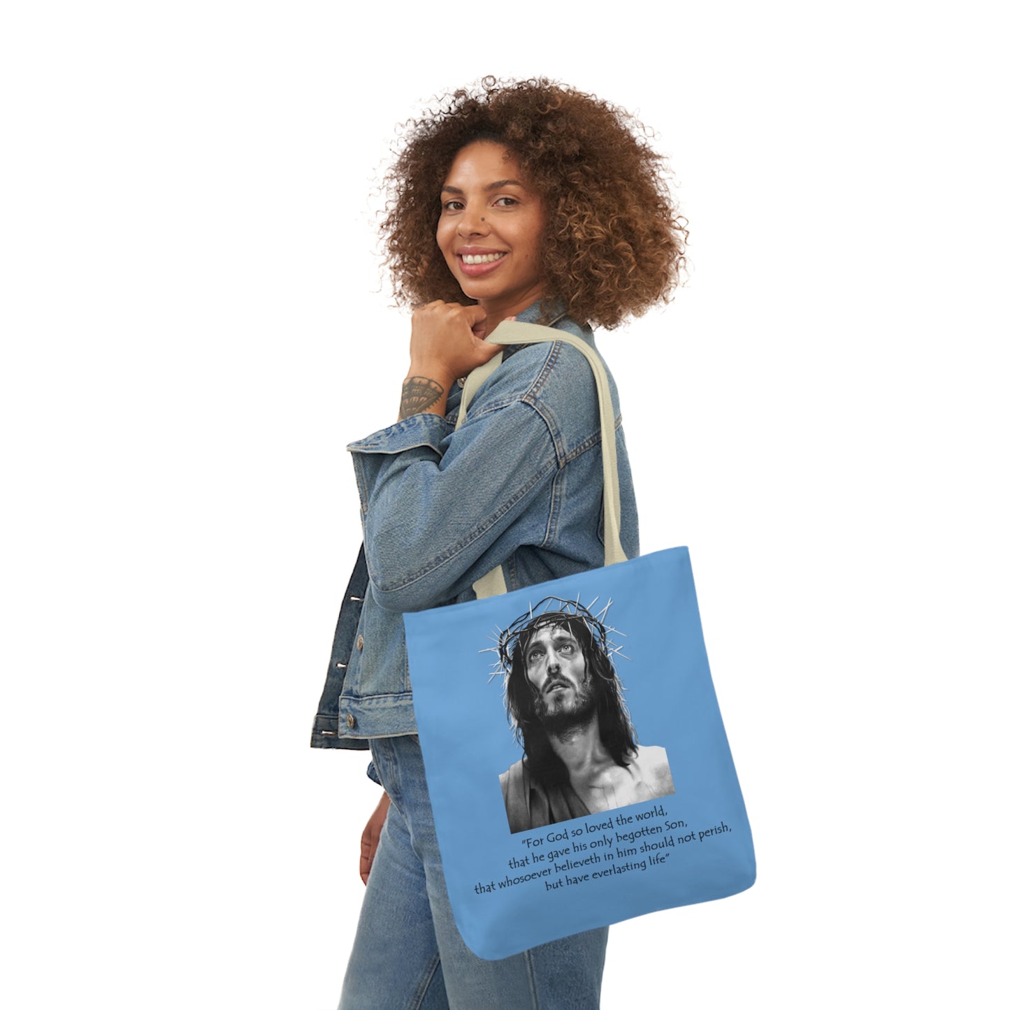 John 3:16 - Canvas Tote Bag, 5-Color Straps - Religion - Easter