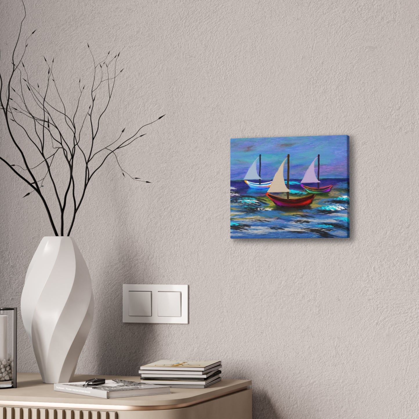 Sail Boats - Pastel _ Canvas Stretched, 0.75"