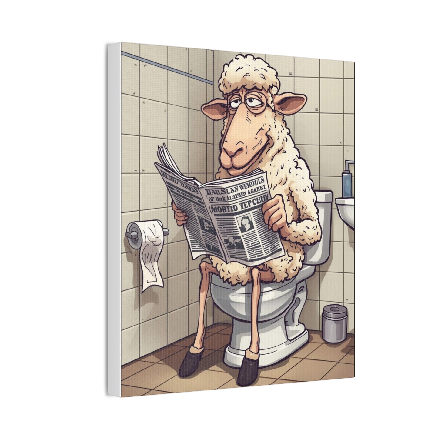 Sheep in the John - Canvas Stretched, 0.75" - Wall Art 2026 - Bathroom Humor