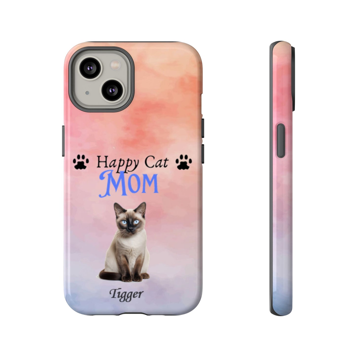 Happy Cat Mom - Personalized - Whimsical Phone Cases - Mother's Day