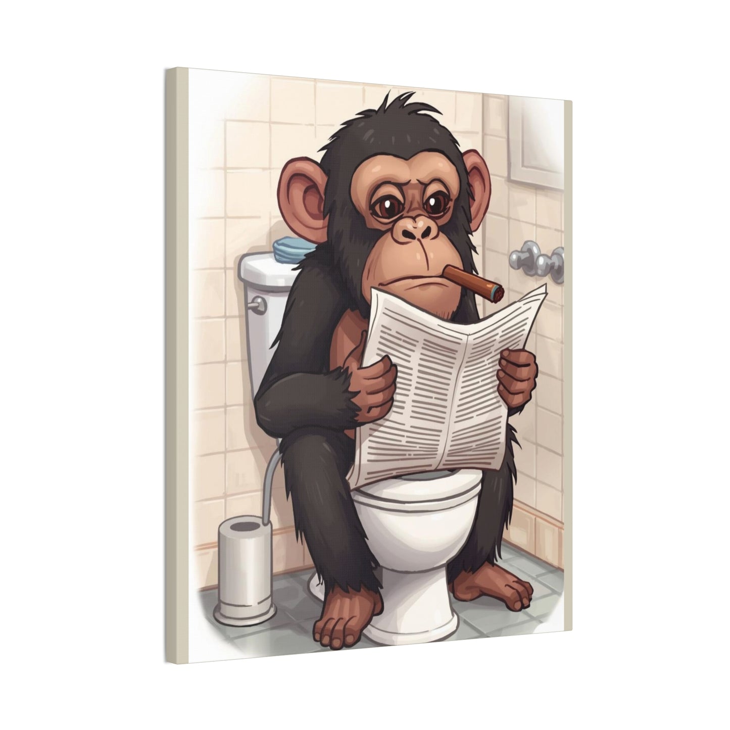 Chimp on the pot - Canvas Stretched, 0.75" - Wall Art 2026 - Bathroom Humor