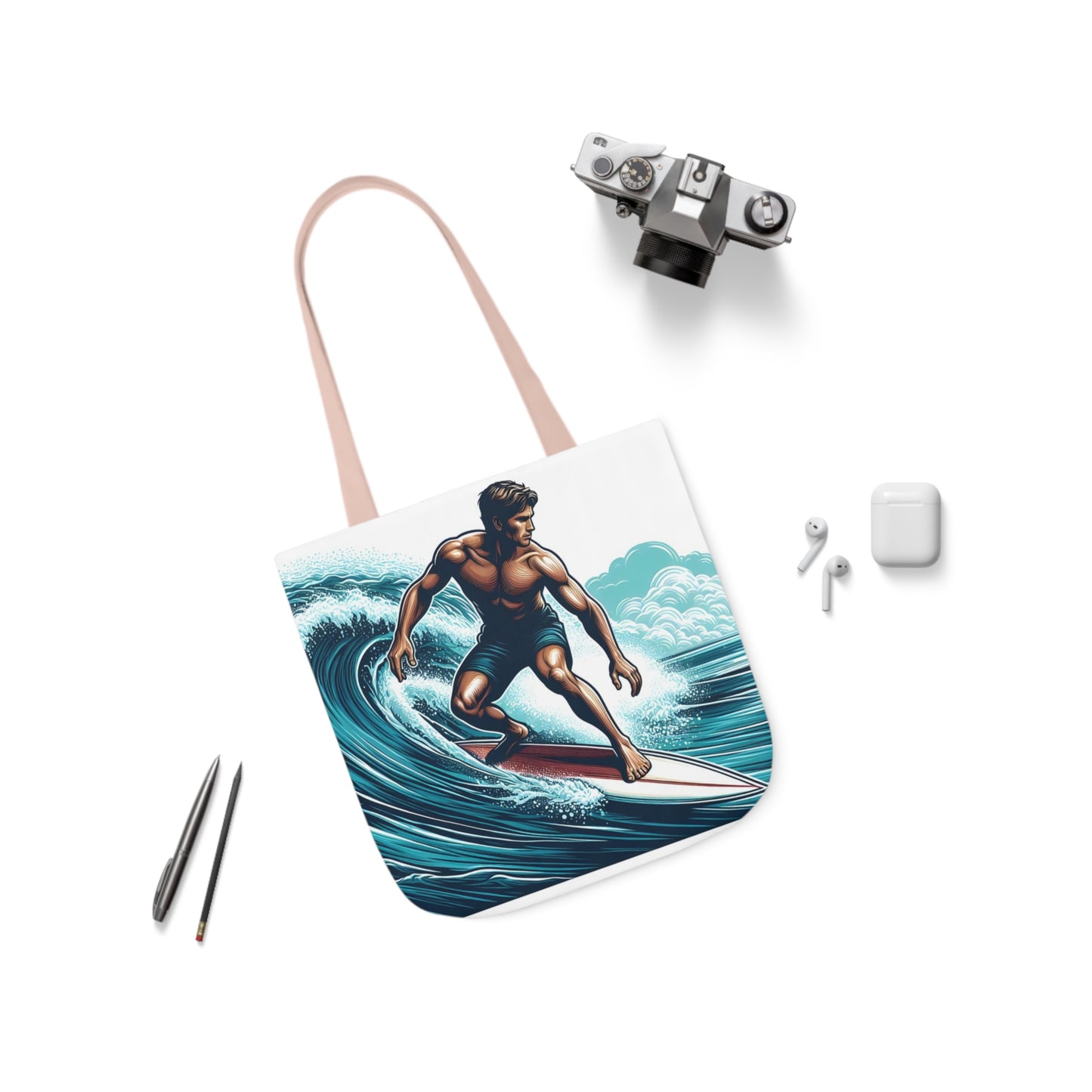 Surfer - Canvas Tote Bag, 5-Color Straps