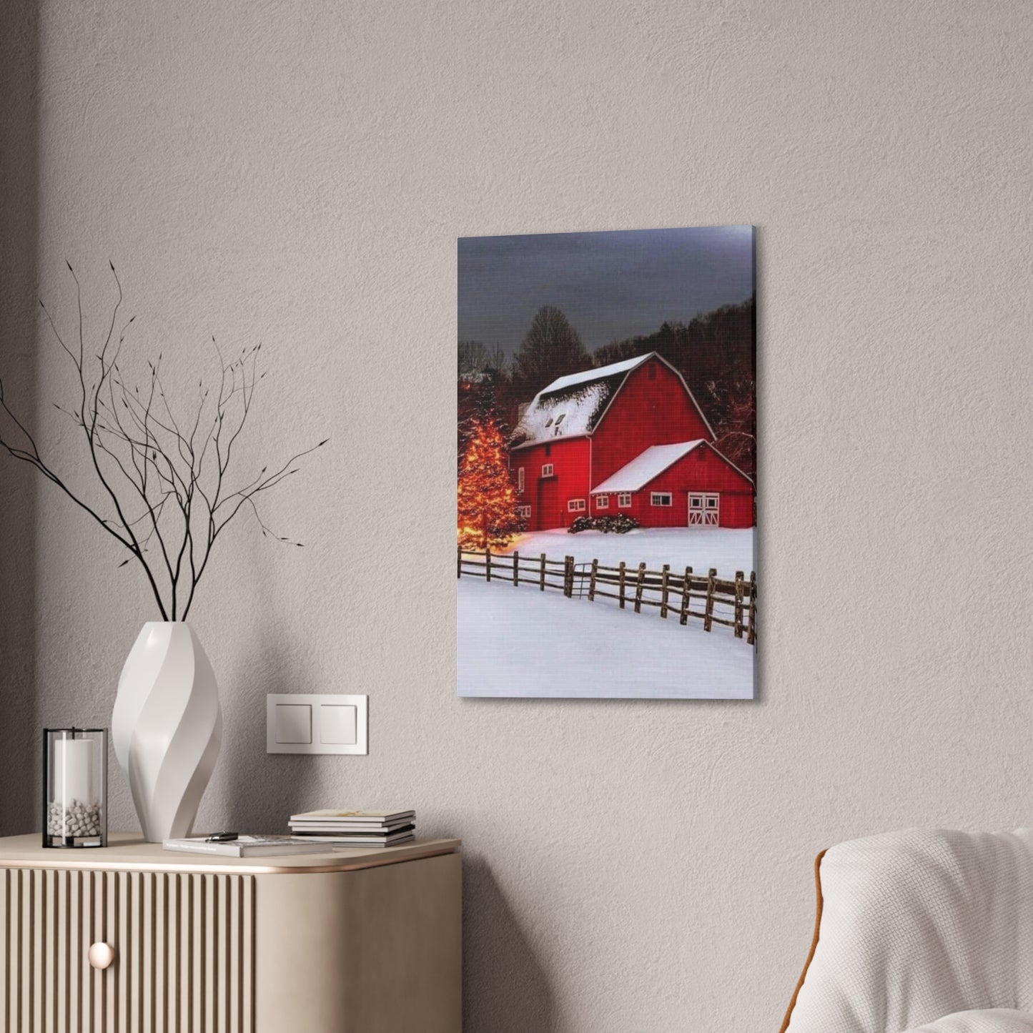 Barn in Winter - Canvas Stretched, 0.75"