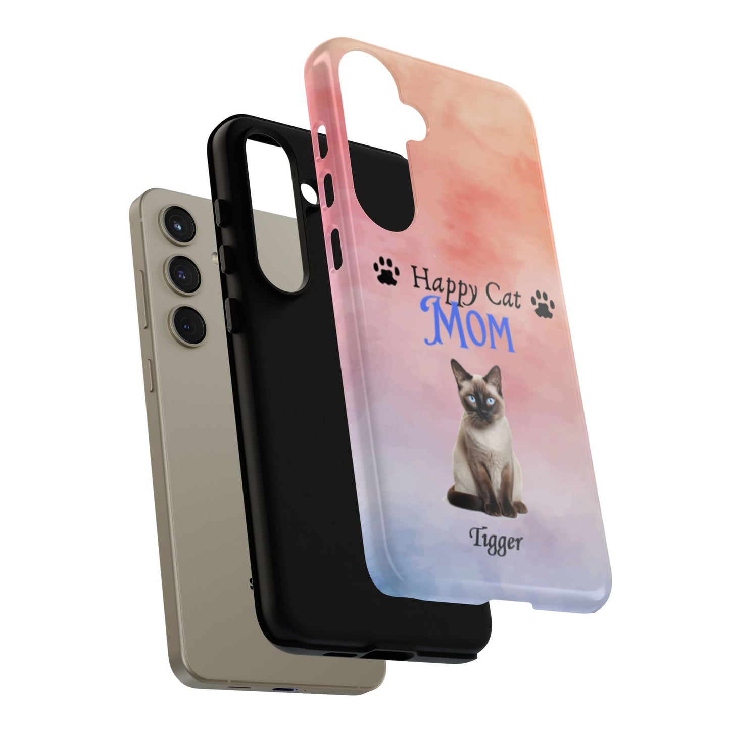 Happy Cat Mom - Personalized - Whimsical Phone Cases - Mother's Day