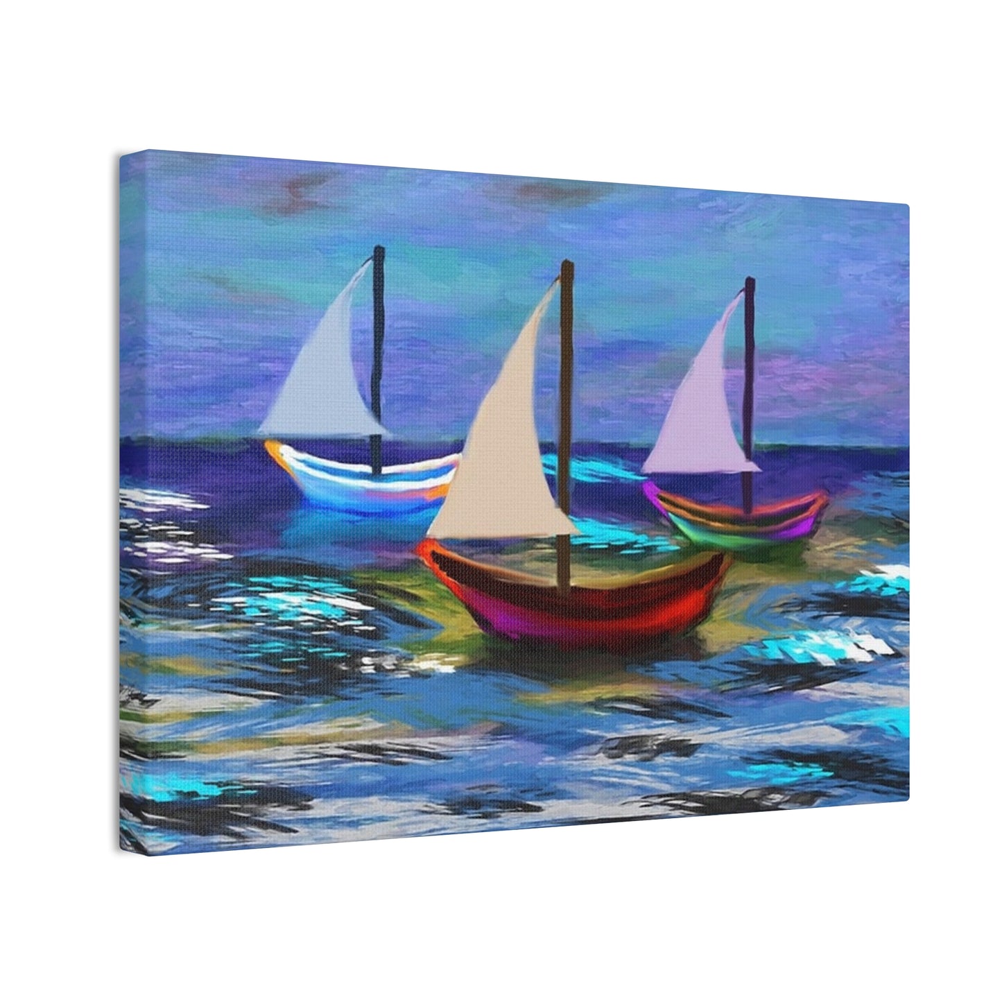 Sail Boats - Pastel _ Canvas Stretched, 0.75"