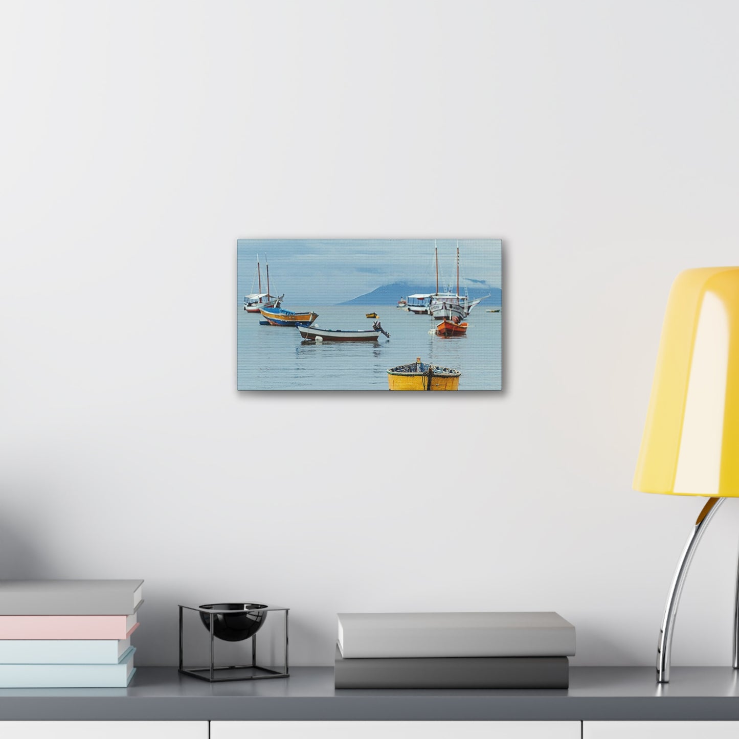 Boats in Harbor _ Canvas Stretched, 0.75"