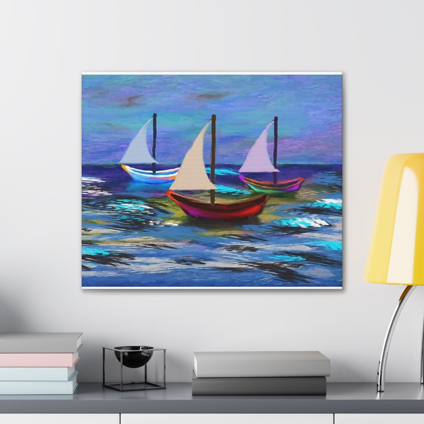 Sail Boats - Pastel _ Canvas Stretched, 0.75"