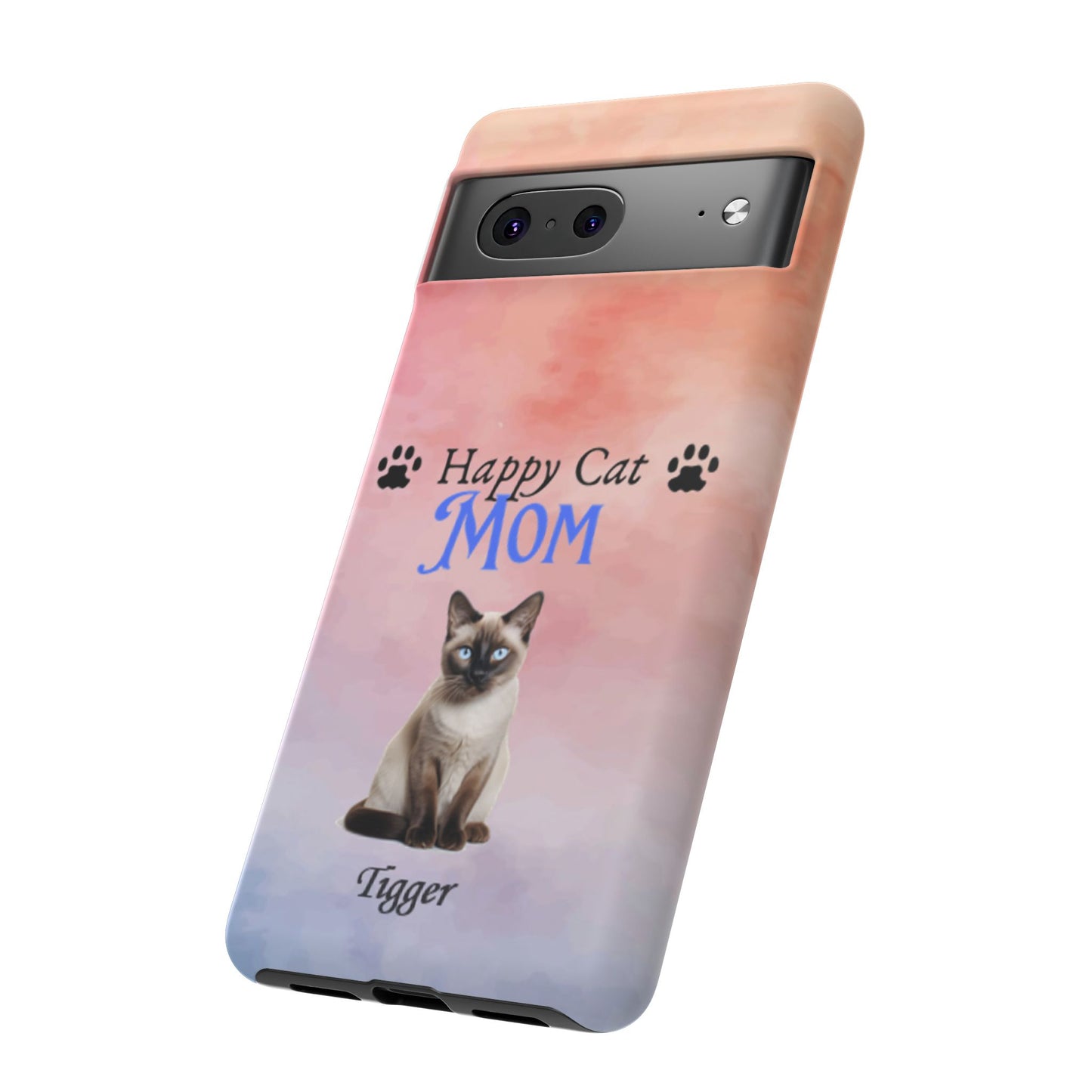 Happy Cat Mom - Personalized - Whimsical Phone Cases - Mother's Day