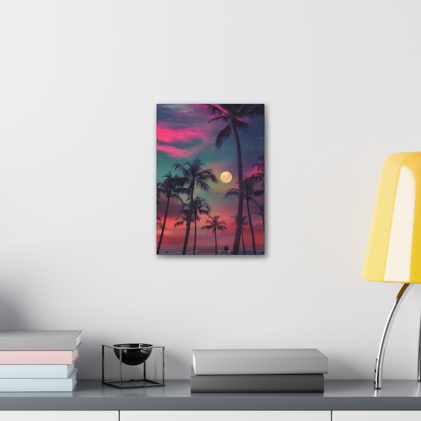 Moon Rise Palms - Canvas Stretched, 0.75"