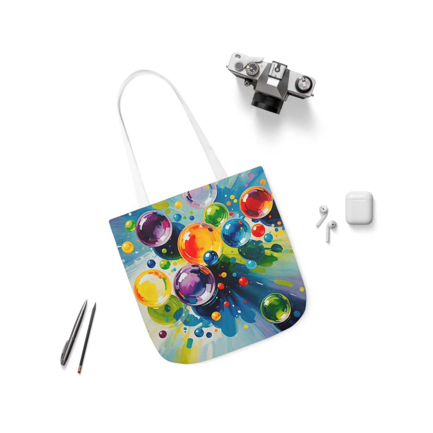 Colored Balls - Canvas Tote Bag, 5-Color Straps