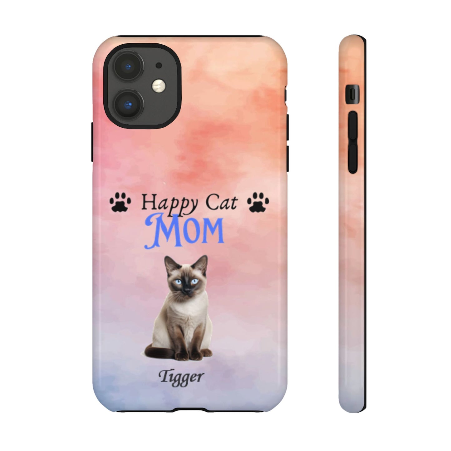 Happy Cat Mom - Personalized - Whimsical Phone Cases - Mother's Day