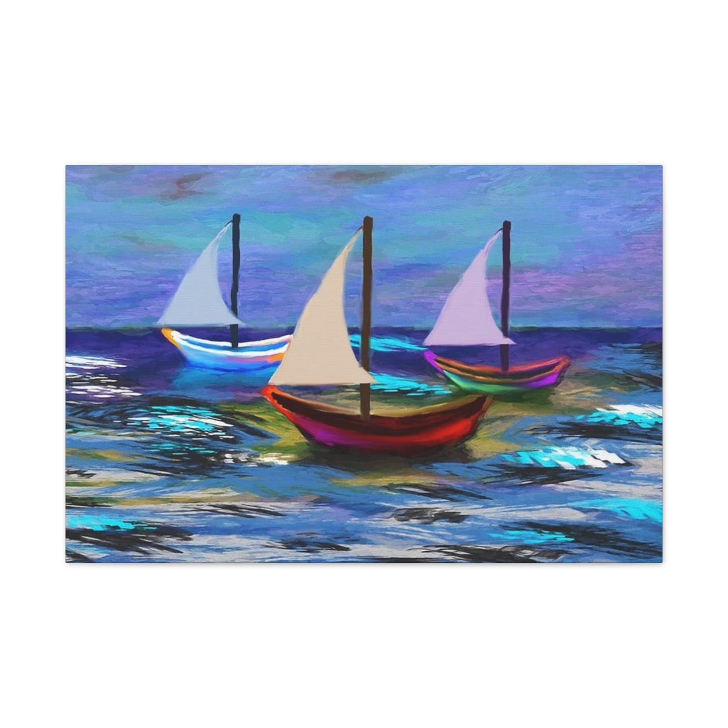 Sail Boats - Pastel _ Canvas Stretched, 0.75"