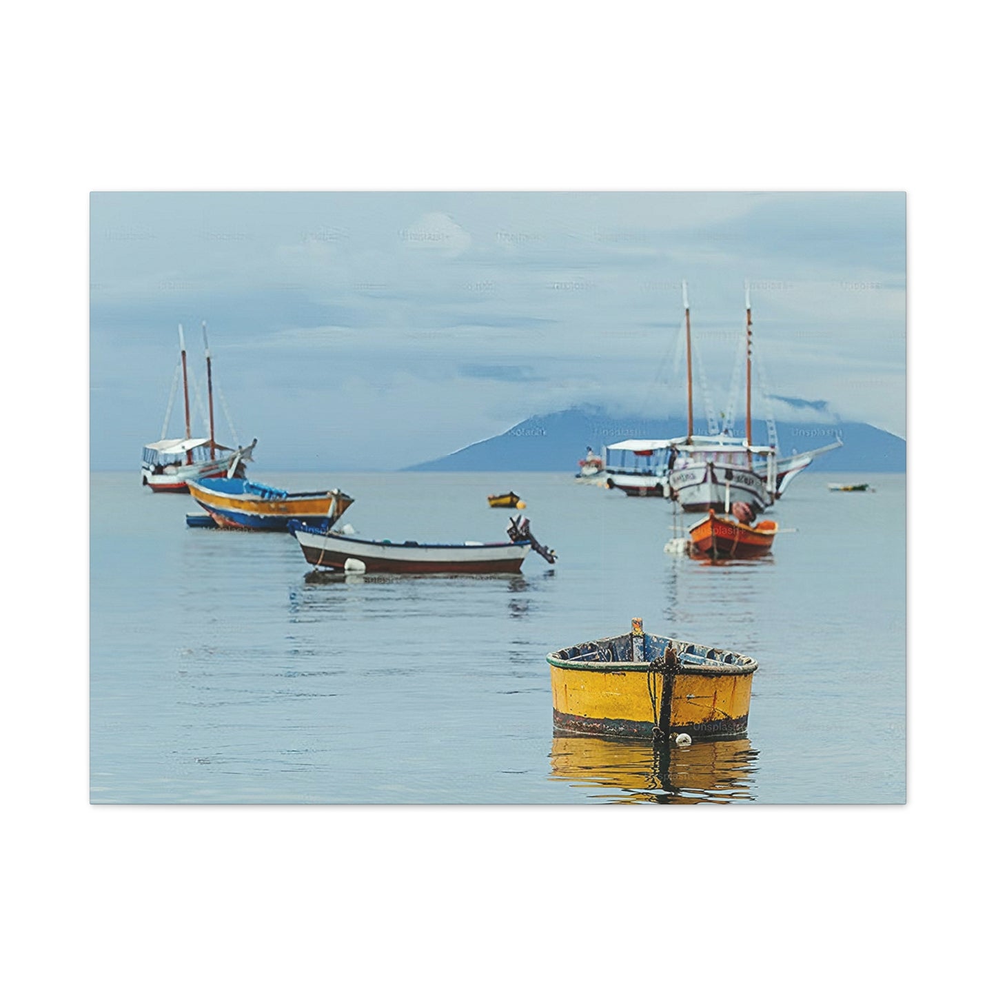 Boats in Harbor _ Canvas Stretched, 0.75"