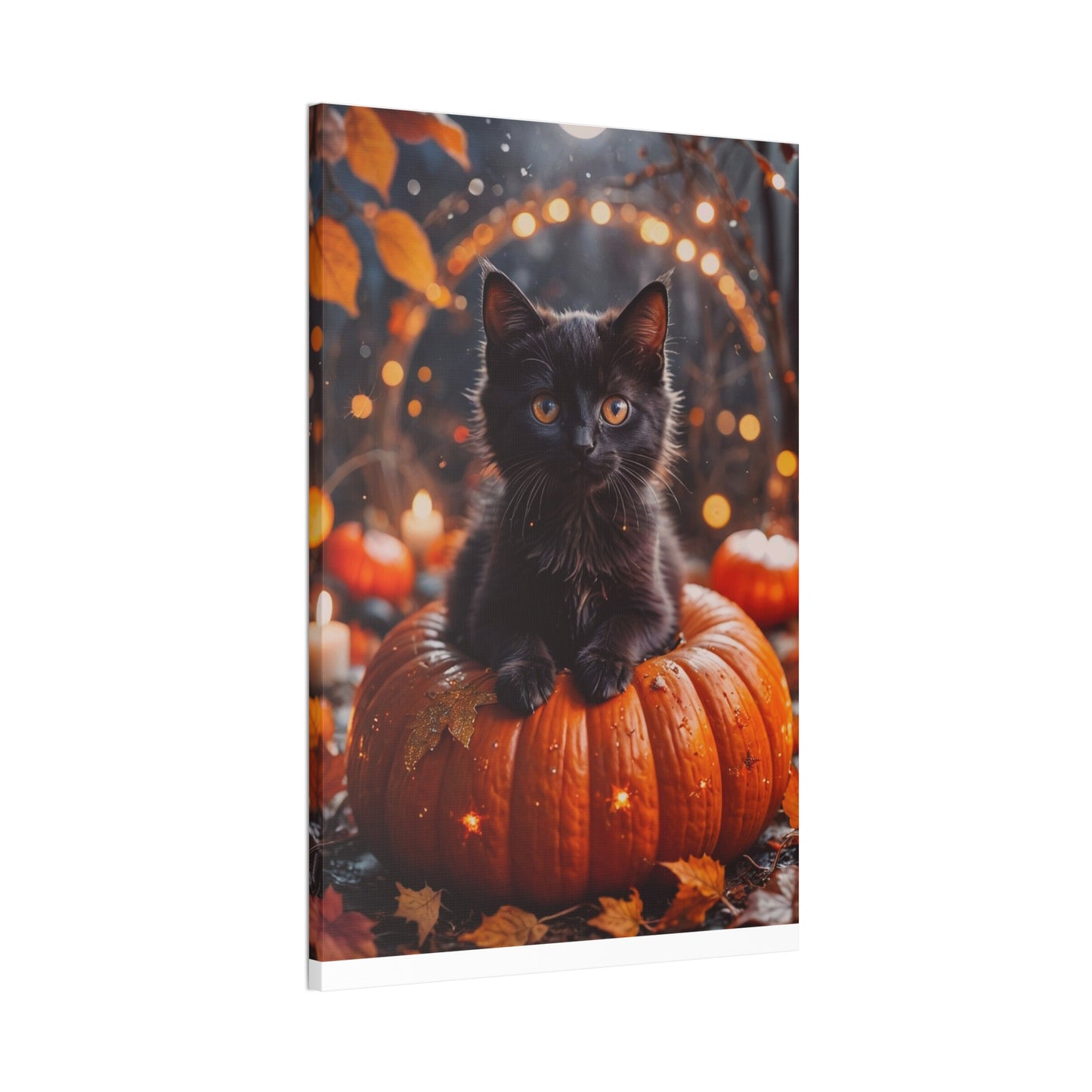 Kitty in Pumkin - Canvas Stretched, 0.75" - Halloween