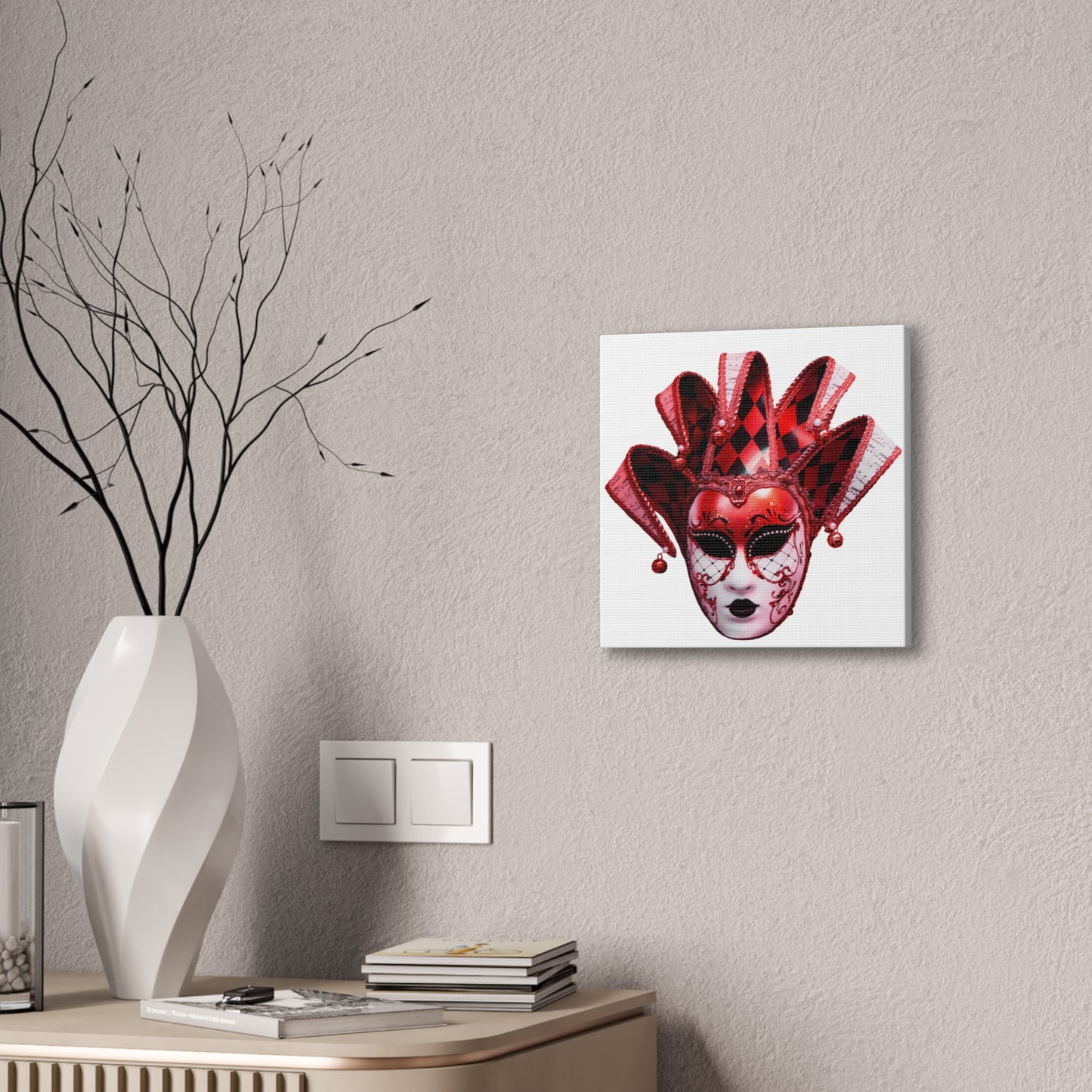 Red Carnival Mask - Canvas Stretched, 0.75"