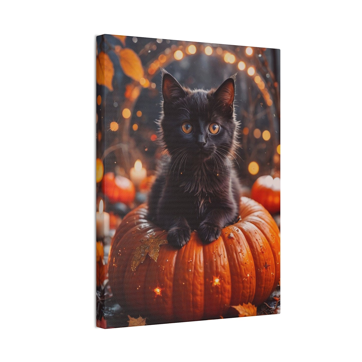 Kitty in Pumkin - Canvas Stretched, 0.75" - Halloween