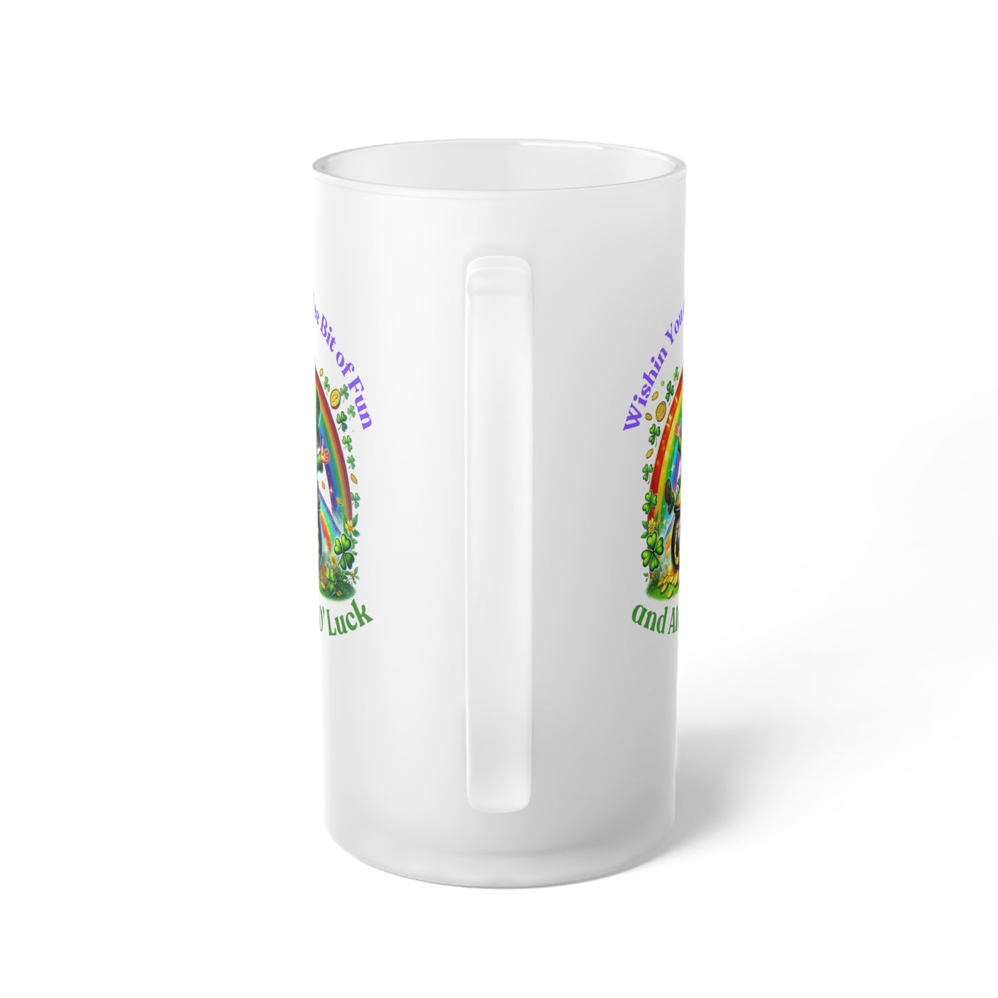 Wishin You a Wee Bit - Frosted Glass Beer Mug - St. Patrick's Day