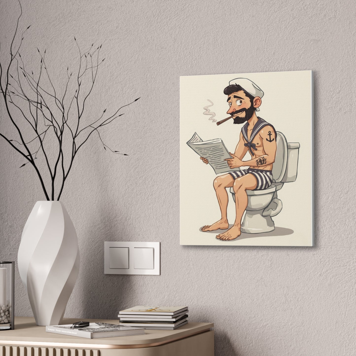 Sailor on the can - Canvas Stretched, 0.75" - Wall Art 2026 - Bathroom Humor