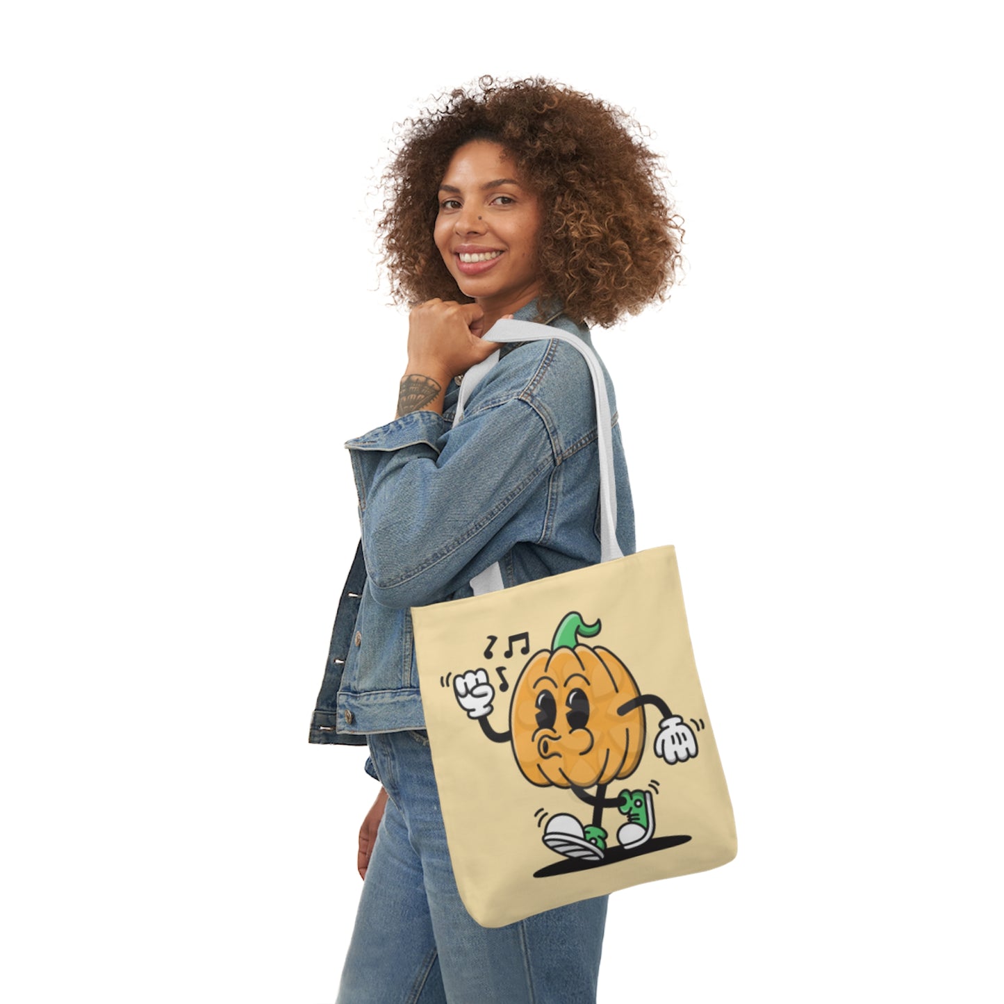 Happy Pumpkin - Canvas Tote Bag, 5-Color Straps - Halloween