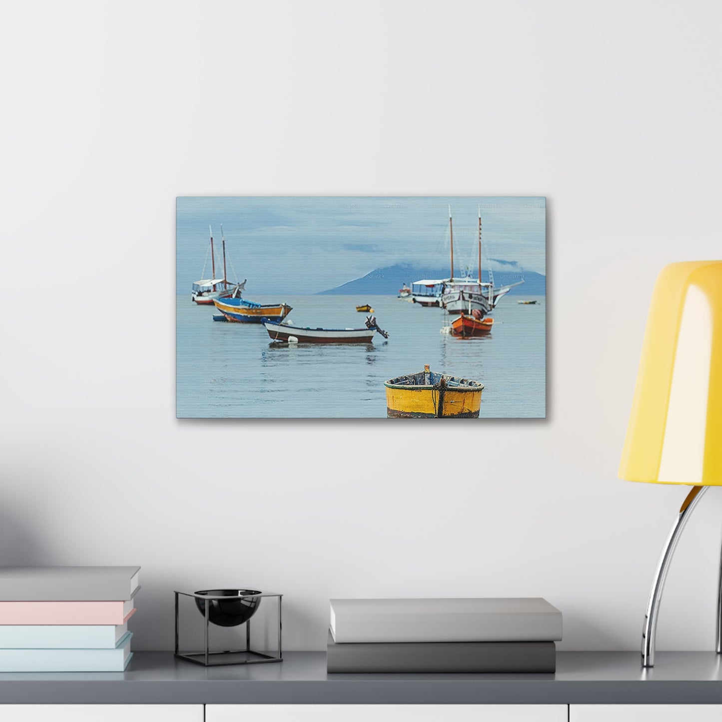 Boats in Harbor _ Canvas Stretched, 0.75"