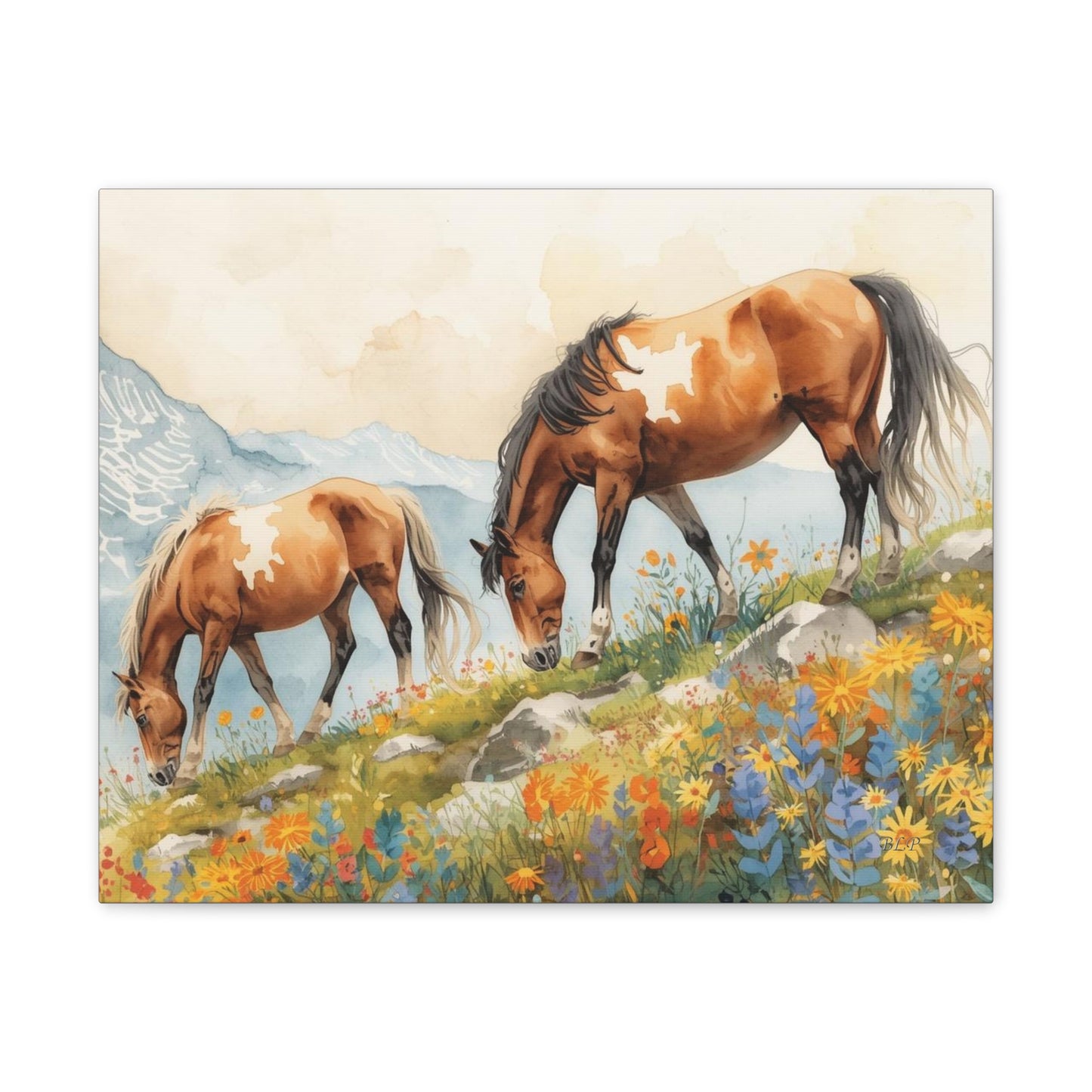 Horses Grazing - Canvas Stretched, 0.75" - Wall Art 2026 - Animals