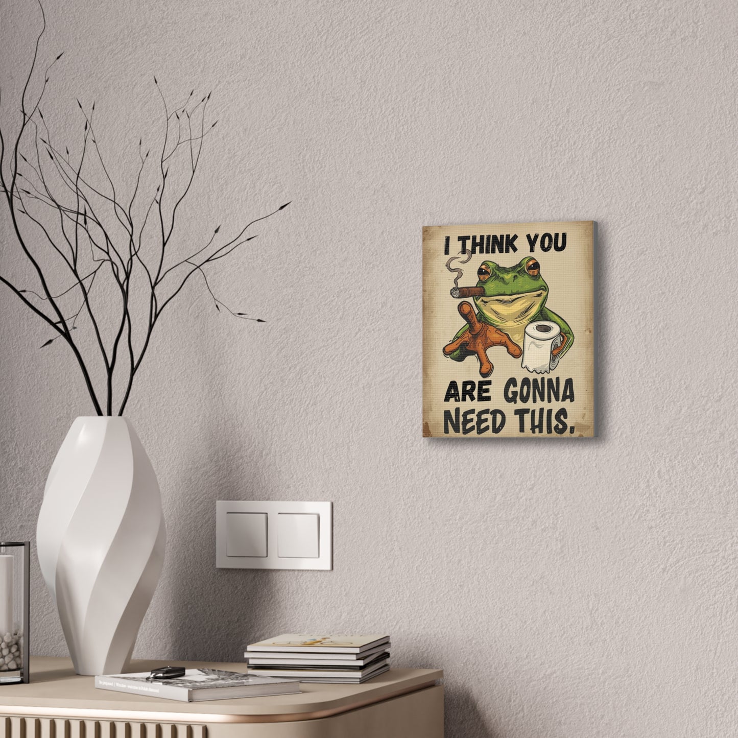 Frog - Canvas Stretched, 0.75" - 2026 Wall Art - Bathroom Humor