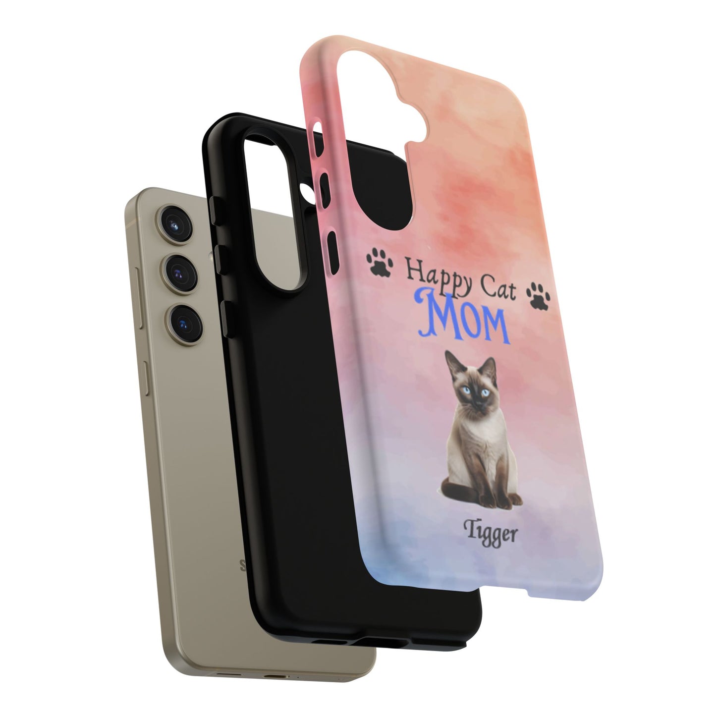 Happy Cat Mom - Personalized - Whimsical Phone Cases - Mother's Day