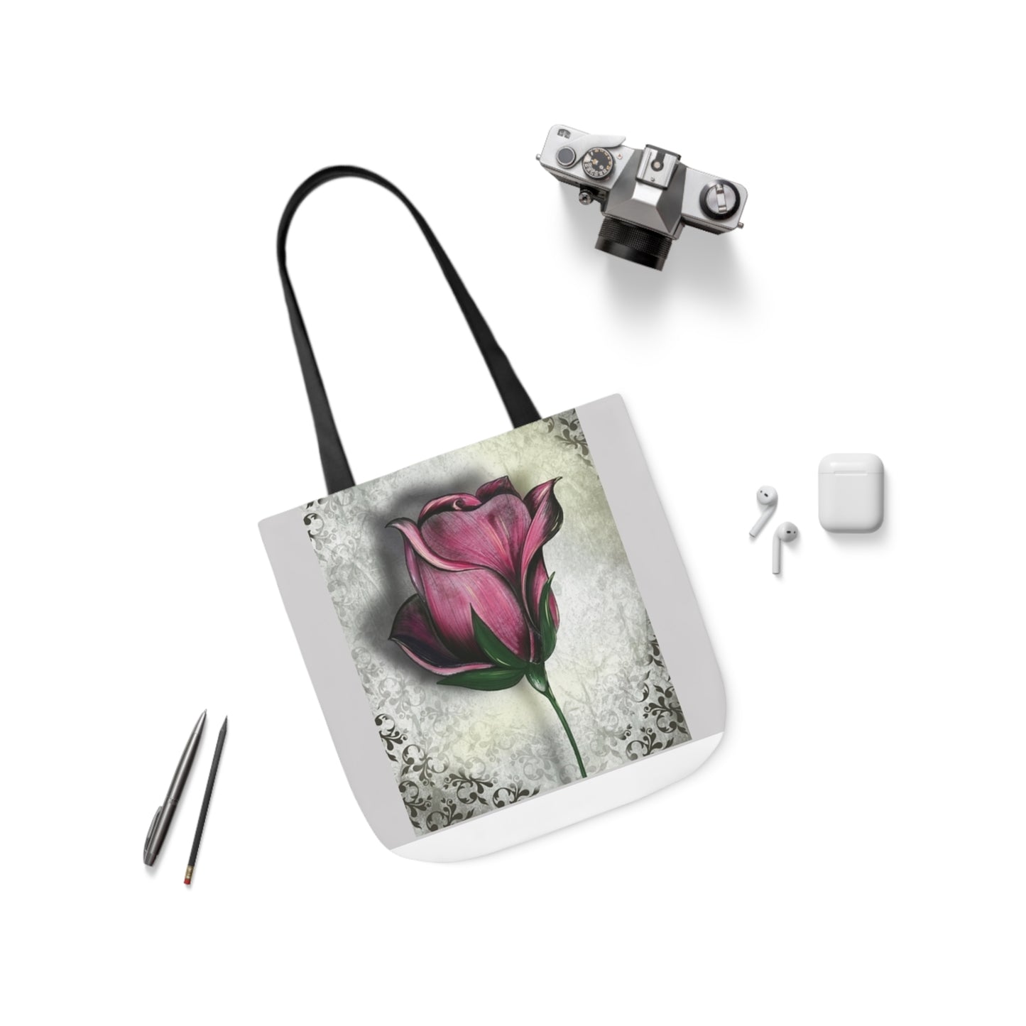 Rose - Canvas Tote Bag, 5-Color Straps