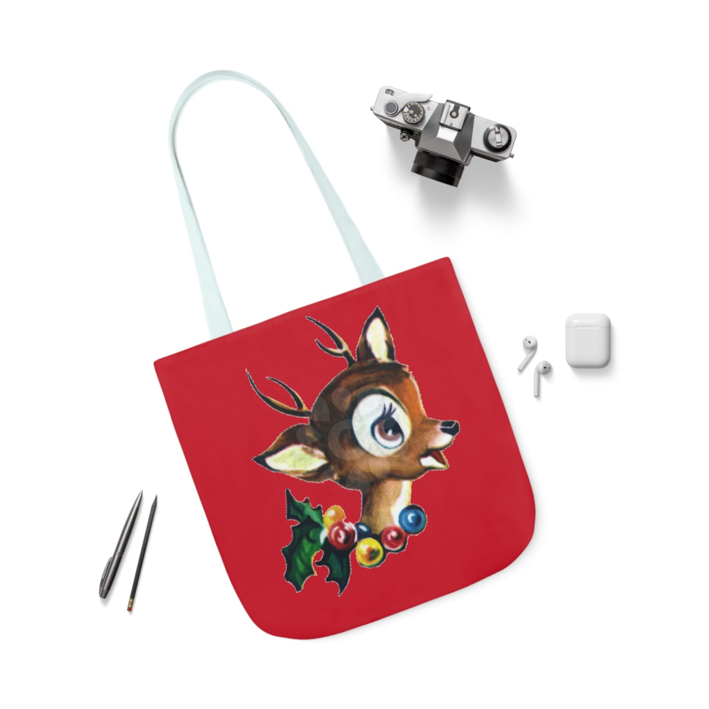 Baby Deer - Canvas Tote Bag, 5-Color Straps - Christmas