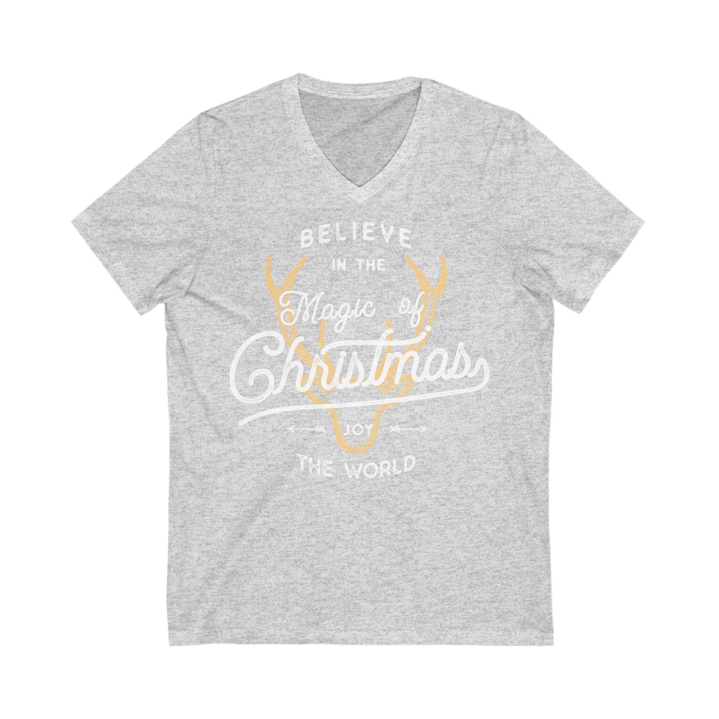 Believe - Unisex Jersey Short Sleeve V-Neck T-Shirts - Christmas