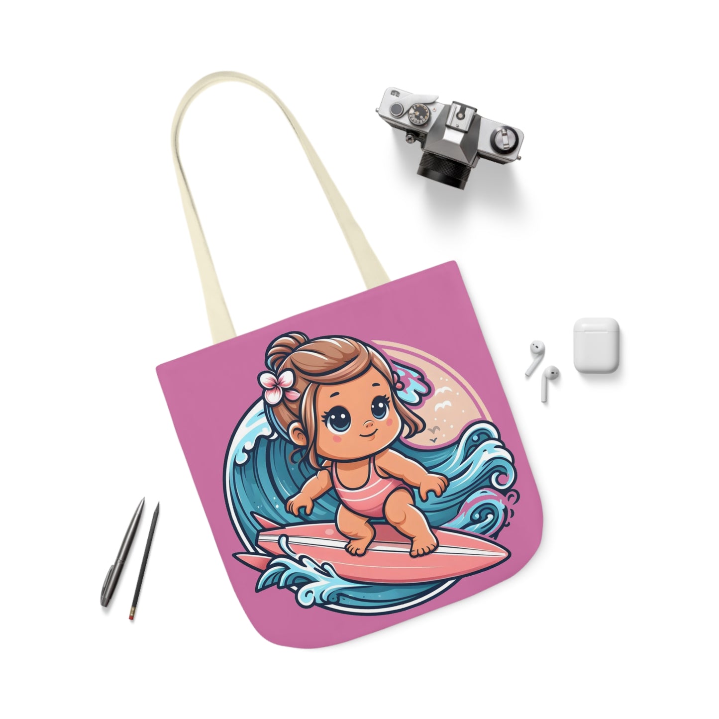 Little Surfer - Canvas Tote Bag, 5-Color Straps