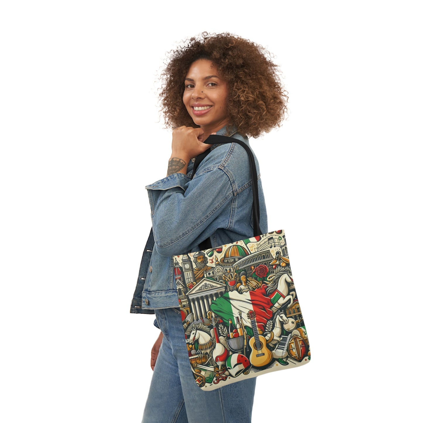 Italian Mural - Canvas Tote Bag, 5-Color Straps