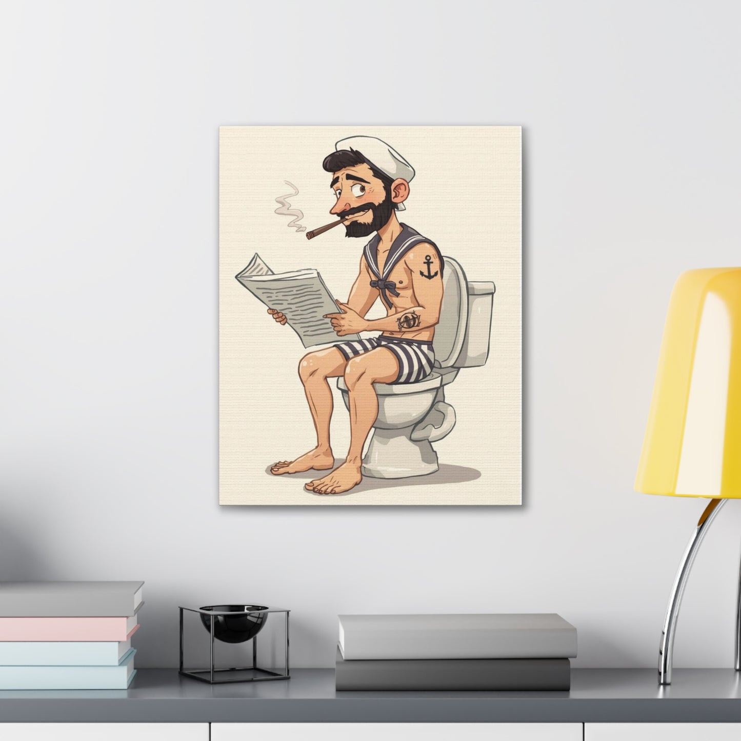 Sailor on the can - Canvas Stretched, 0.75" - Wall Art 2026 - Bathroom Humor