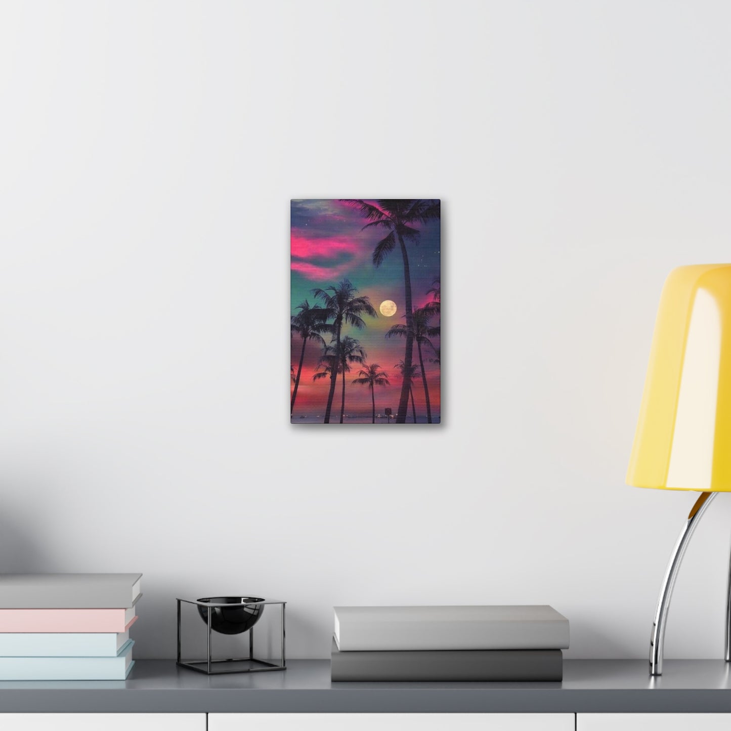 Moon Rise Palms - Canvas Stretched, 0.75"