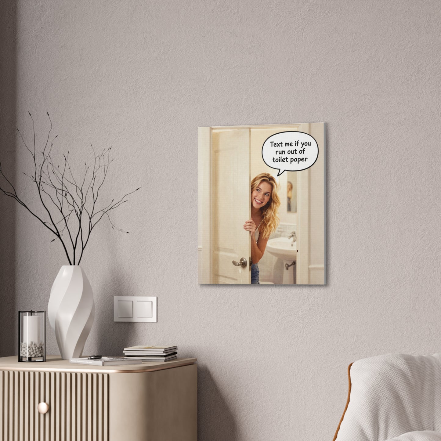 Text Me - Canvas Stretched, 0.75"- Wall Art 2026 - Bathroom Humor