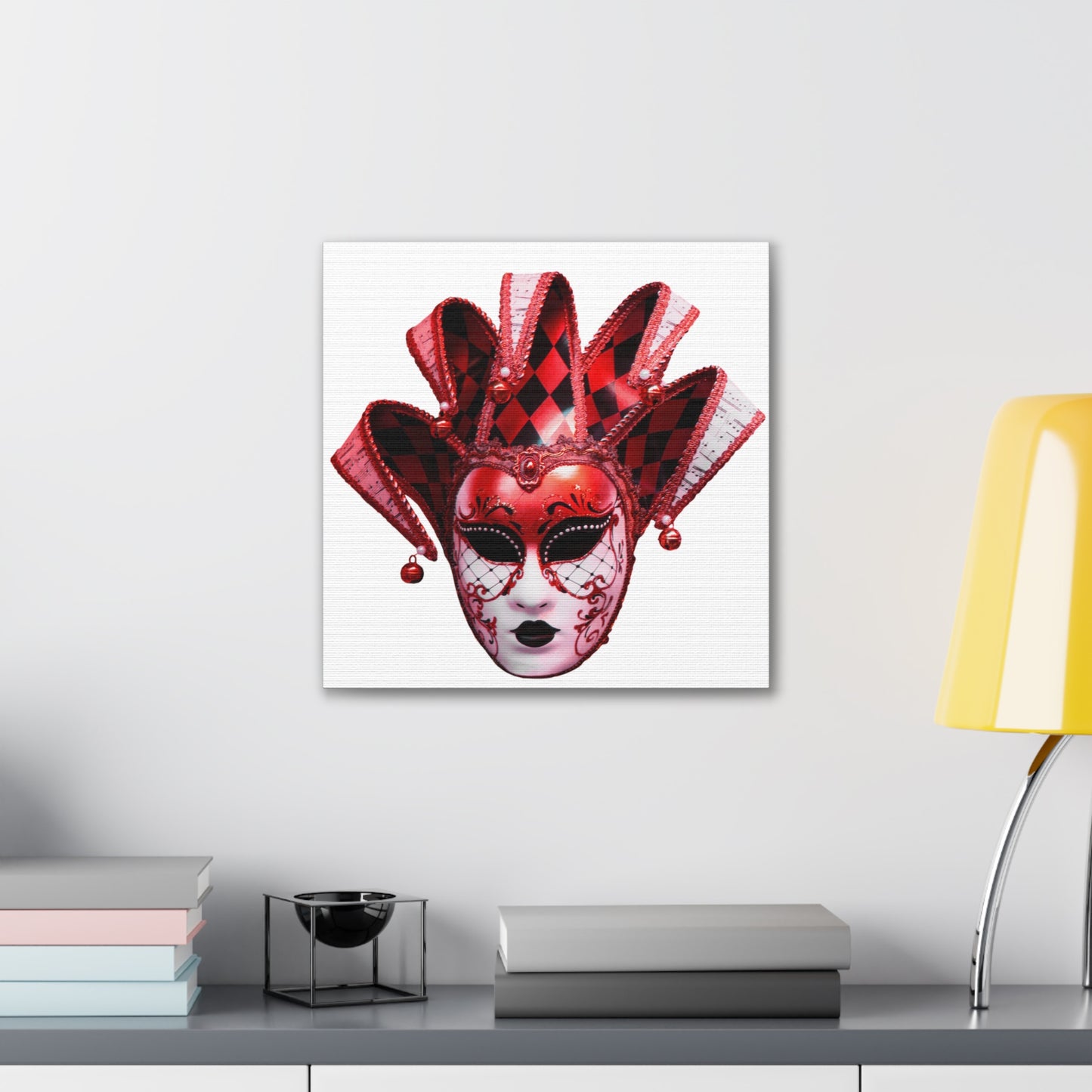 Red Carnival Mask - Canvas Stretched, 0.75"