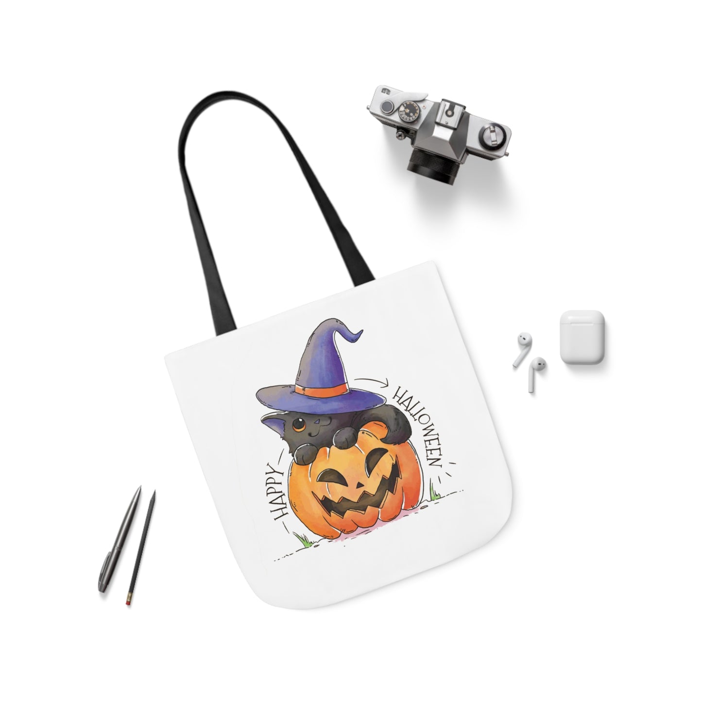 Happy Halloween - Canvas Tote Bag, 5-Color Straps - Halloween