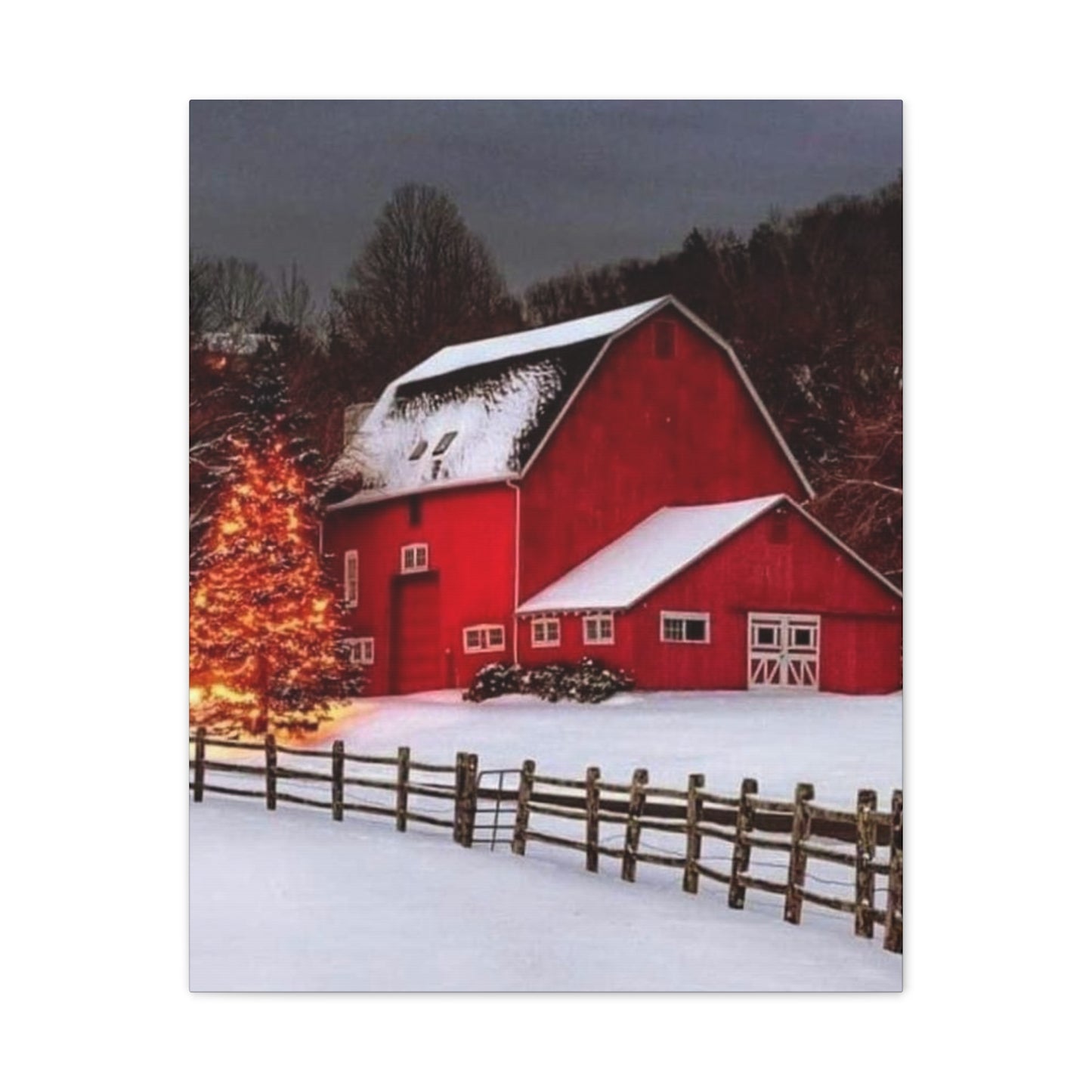 Barn in Winter - Canvas Stretched, 0.75"